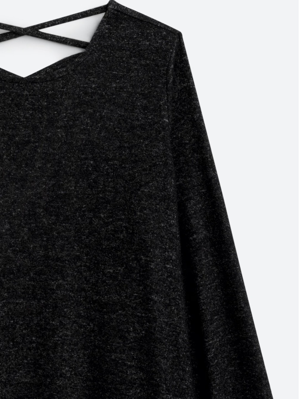 Market & Spruce Women's Charcoal Scoop Neck Sweater with Crisscross Back